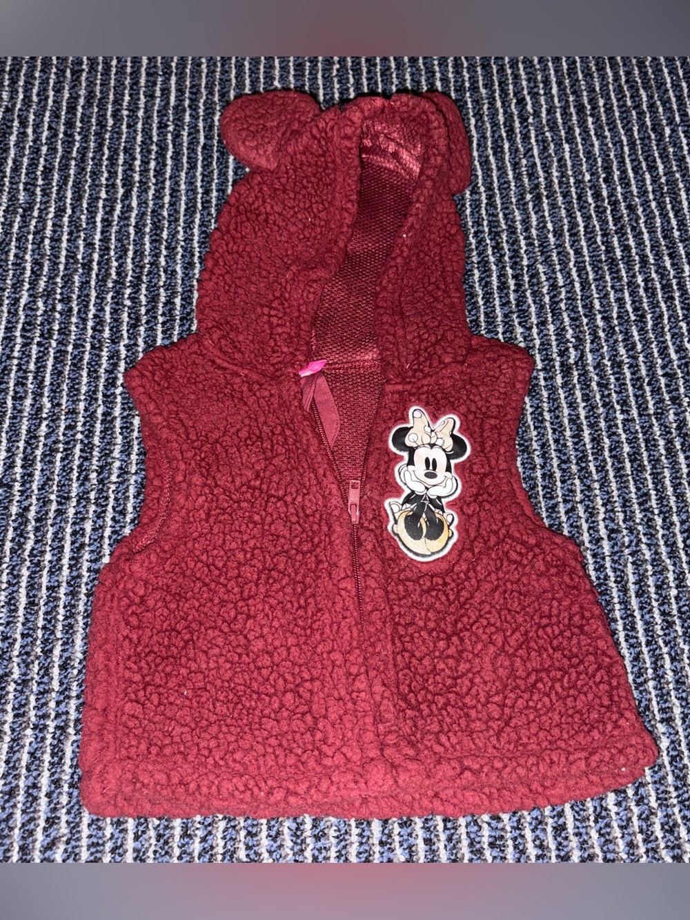 Disney Junior Fleece Red Full Zip Minnie Mouse Toddler Vest Girls Size 2T